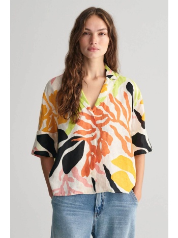 gant γυναικείο κοντομάνικο πουκάμισο με palm print relaxed