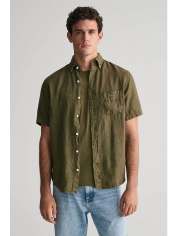gant ανδρικό λινό πουκάμισο button down με τσέπη και σε προσφορά