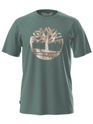 timberland ανδρικό t-shirt βαμβακερό μονόχρωμο με contrast emblem print - tb0a5up3cl61 πράσινο