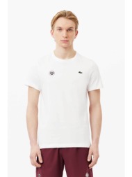 lacoste ανδρικό t-shirt μονόχρωμο `roland garros edition` - th8309 λευκό