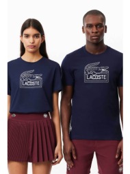 lacoste unisex t-shirt με logo print - th9068 μπλε σκούρο