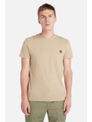 timberland ανδρικό t-shirt μονόχρωμο με contrast κεντημένο έμβλημα - tb0a2bprdh41 μπεζ