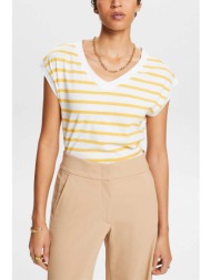 esprit γυναικείο t-shirt με ριγέ σχέδιο και v λαιμόκοψη regular fit - 044ee1k312 κίτρινο