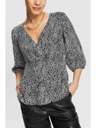 esprit γυναικεία μπλούζα κρουαζέ με all-over print straight fit - 024ee1f321 μαύρο