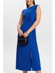 esprit γυναικείο midi φόρεμα αμάνικο με διακοσμητικό δέσιμο στη μέση - 034ee1e310 μπλε