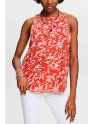 esprit γυναικεία αμάνικη μπλούζα με all-over print και βολάν regular fit - 034ee1f318 κοραλί