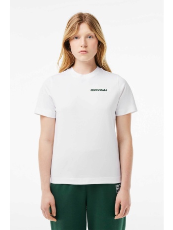 lacoste γυναικείο t-shirt με κεντημένο λογότυπο regular fit