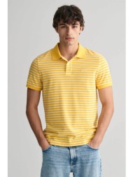 gant ανδρική πόλο μπλούζα πικέ με ριγέ σχέδιο και κεντημένο λογότυπο regular fit - 2013038 κίτρινο