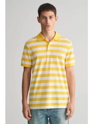 gant ανδρική πόλο μπλούζα πικέ με ριγέ σχέδιο και κεντημένο λογότυπο regular fit - 2013040 κίτρινο
