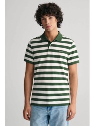 gant ανδρική πόλο μπλούζα πικέ με ριγέ σχέδιο και κεντημένο λογότυπο regular fit - 2013040 πράσινο