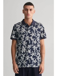 gant ανδρική πόλο μπλούζα πικέ με palm print regular fit - 2062038 μπλε σκούρο