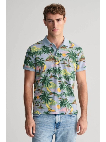 gant ανδρική πόλο μπλούζα με hawaiian print regular fit 