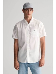 gant ανδρικό κοντομάνικο πουκάμισο button down με τσέπη και λογότυπο regular fit - 3000101 λευκό