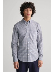 gant ανδρικό πουκάμισο button down με καρό σχέδιο και τσέπη με λογότυπο regular fit - 3240040 μπλε α