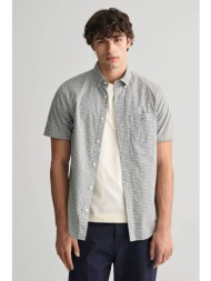 gant ανδρικό κοντομάνικο πουκάμισο button down με καρό σχέδιο και τσέπη με λογότυπο regular fit - 32