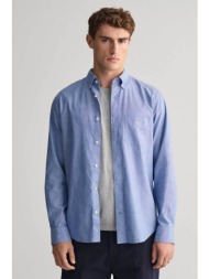 gant ανδρικό πουκάμισο button down από βαμβάκι και λινάρι με τσέπη και λογότυπο regular fit - 324010