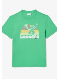 lacoste ανδρικό t-shirt μονόχρωμο με contrast logo print και ανάγλυφη λεπτομέρεια - th8567 πράσινο