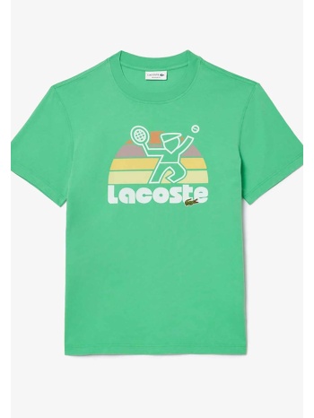 lacoste ανδρικό t-shirt μονόχρωμο με contrast logo print