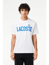 lacoste ανδρικό t-shirt με logo print classic fit - th7411 λευκό
