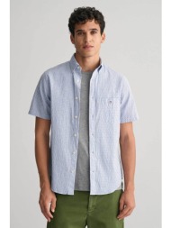 gant ανδρικό πουκάμισο button down με ριγέ σχέδιο και τσέπη με λογότυπο regular fit - 3240064 μπλε