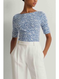 lauren ralph lauren γυναικεία μπλούζα βαμβακερή με floral print - 200933341001 γαλάζιο