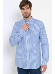 the bostonians ανδρικό πουκάμισο button down με ριγέ σχέδιο και λογότυπο regular fit `acorn` - aas47