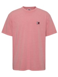 tommy jeans ανδρικό μονόχρωμο t-shirt με λογότυπο regular fit - dm0dm18912 ροζ