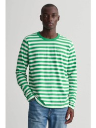 gant ανδρική μπλούζα με ριγέ σχέδιο και κεντημένο λογότυπο regular fit - 2064002 πράσινο