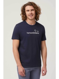 harmont & blaine ανδρικό t-shirt με λογότυπο regular fit - irl231021055 μπλε σκούρο