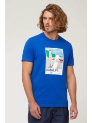 harmont & blaine ανδρικό t-shirt με λογότυπο `amalfi coast` - irl233021055 μπλε