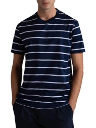 paul&shark ανδρικό t-shirt ριγέ με logo patch - 24411056 μπλε σκούρο