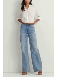 lauren ralph lauren γυναικείο τζην παντελόνι μονόχρωμο πεντάτσεπο wide-leg - 200933336001 γαλάζιο