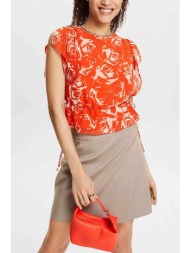 esprit γυναικεία αμάνικη μπλούζα με all-over print και βολάν regular fit - 034ee1f328 πορτοκαλί
