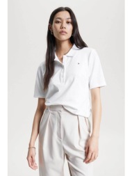 tommy hilfiger γυναικεία μπλούζα πόλο με κεντημένο λογότυπο στο πλάι - ww0ww37820 εκρού