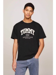 tommy jeans ανδρικό t-shirt με logo print regular fit `athletic club` - dm0dm18557 μαύρο