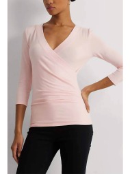 lauren ralph lauren γυναικεία μπλούζα μονόχρωμη με κρουαζέ σχέδιο - 200824366018 ροζ ανοιχτό
