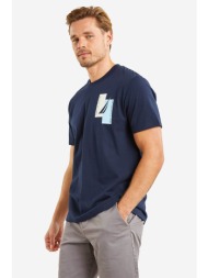 nautica ανδρικό t-shirt μονόχρωμο βαμβακερό με contrast prints `niagara` - n1m01691 μπλε σκούρο