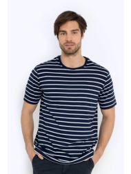 the bostonians ανδρικό t-shirt με ριγέ σχέδιο regular fit `acorn` - ts4010 μπλε σκούρο
