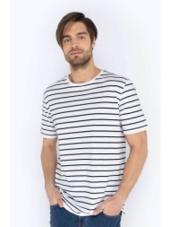 the bostonians ανδρικό t-shirt με ριγέ σχέδιο regular fit `acorn` - ts4010 λευκό