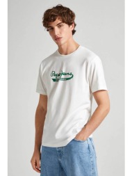 pepe jeans ανδρικό t-shirt βαμβακερό μονόχρωμο με contrast logo print - pm509390 λευκό