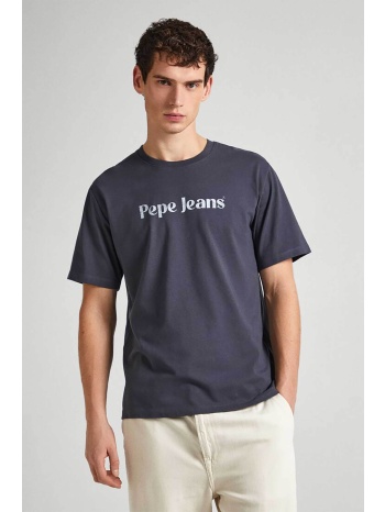 pepe jeans ανδρικό t-shirt μονόχρωμο βαμβακερό με contrast