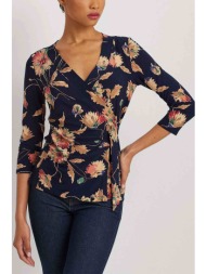 lauren ralph lauren γυναικεία μπλούζα με all-over floral print και κρίκο στο πλάι - 200931584001 σκο