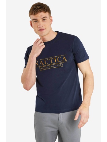 nautica ανδρικό t-shirt μονόχρωμο βαμβακερό με κεντημένο