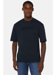 boggi milano ανδρικό t-shirt με λογότυπο relaxed fit - bo24p053501 μπλε σκούρο
