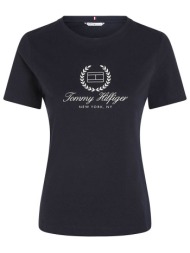 tommy hilfiger γυναικείο t-shirt μονόχρωμο με contrast logo print slim fit - ww0ww41761 σκούρο μπλε