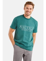 nautica ανδρικό t-shirt μονόχρωμο βαμβακερό με κεντημένο λογότυπο `tennessee` - n1m01707 πράσινο