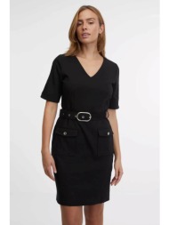 orsay γυναικείο mini φόρεμα με v και ζώνη - 1000154-x66-6666 μαύρο