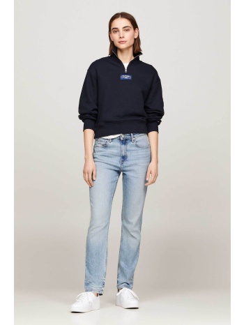 tommy hilfiger γυναικείο τζην παντελόνι μονόχρωμο ψηλόμεσο