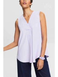 esprit γυναικεία αμάνικη μπλούζα μονόχρωμη με v λαιμόκοψη relaxed fit - 994ee1f309 λιλά