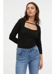 orsay γυναικεία μπλούζα με cut out στο στήθος slim fit - 1000141-x66-6666 μαύρο